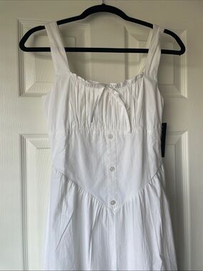 Derek Heart White Sleeveless Button-Front Cotton Sundress